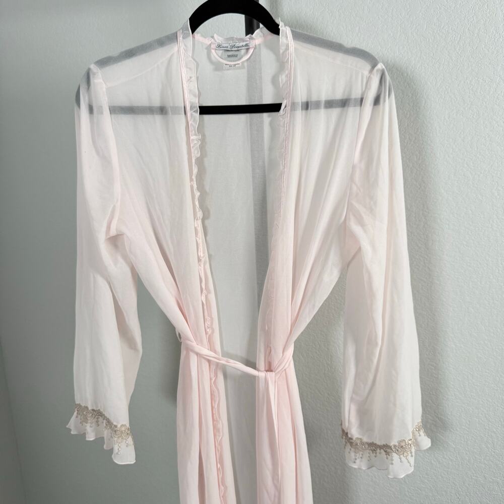 Linea Donatella light pink sheer ruffle robe size S/M